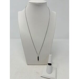 Shop LC Thai Black Spinel Sterling Silver Trilogy Size 7 Ring/Necklace Set 5051